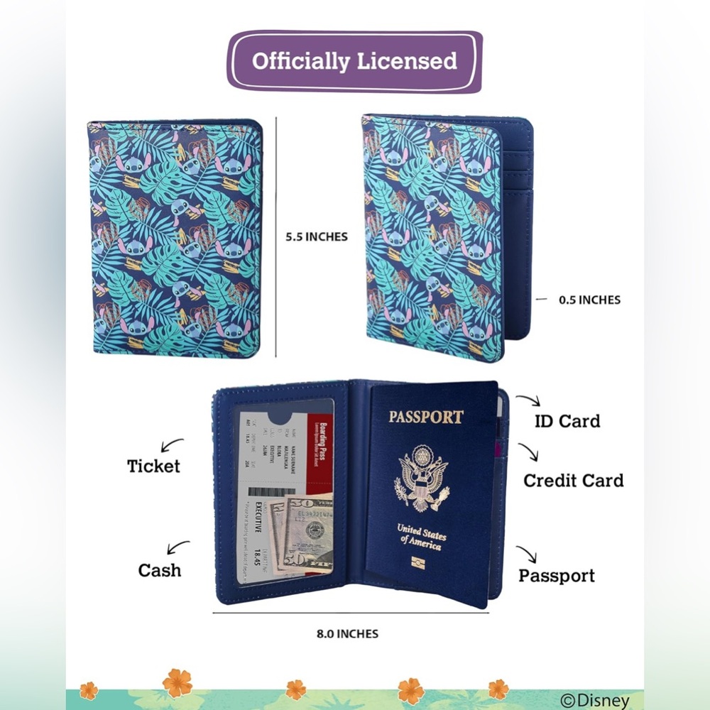Disney Stitch Hawaiian Passport Holder - Picture 3 of 9